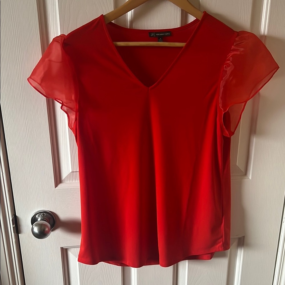 Women's Red V-Neck Top ADRIANNA PAPPEL